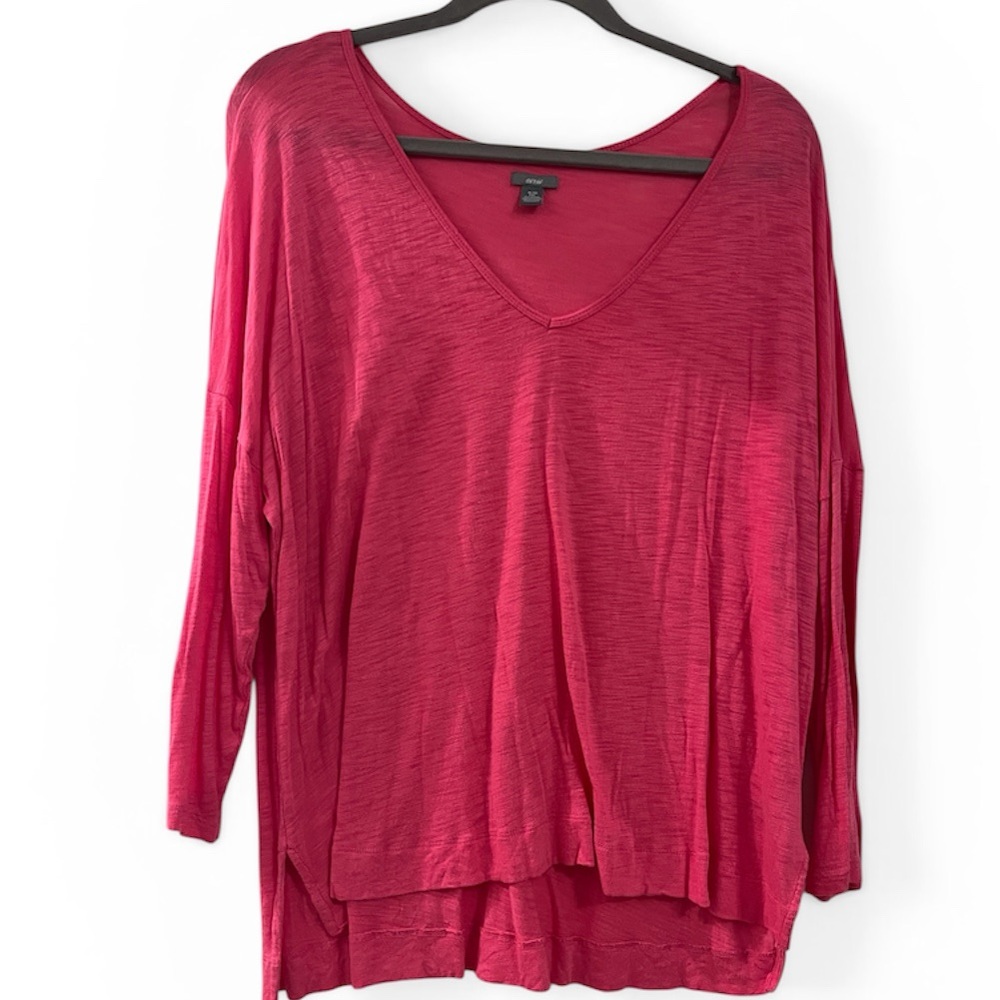 Aerie V-Neck Lightweight Lounge Pink Magenta Long Sleeve Shirt Viscose